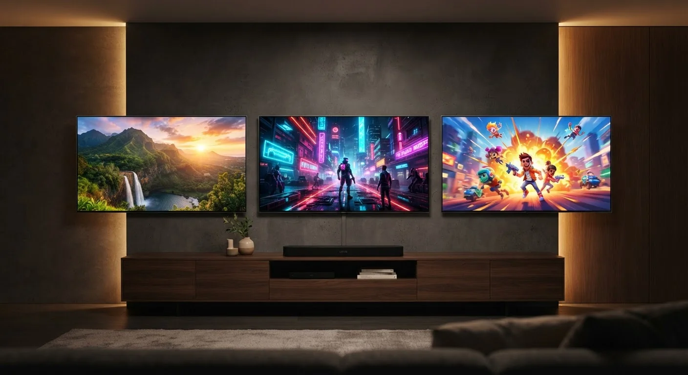OLED, QLED, and LED TVs Side by Side